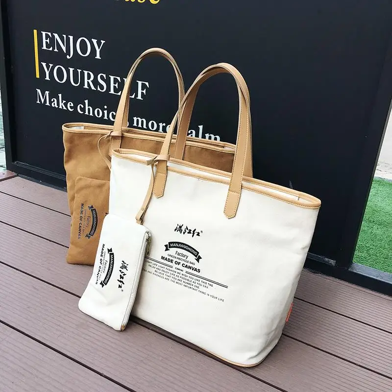 Wholesale canvas duffle bag cotton ladies shopping bag