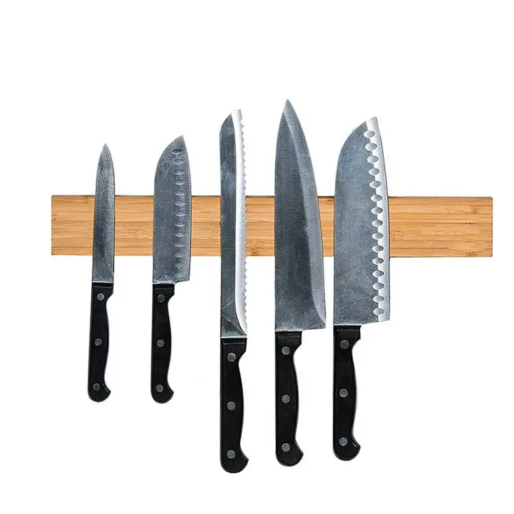 Solid Bamboo Magnetic Knife Holder Wood Wall Mounted Knife Strip Multi-purpose Usage knife magnetic holder