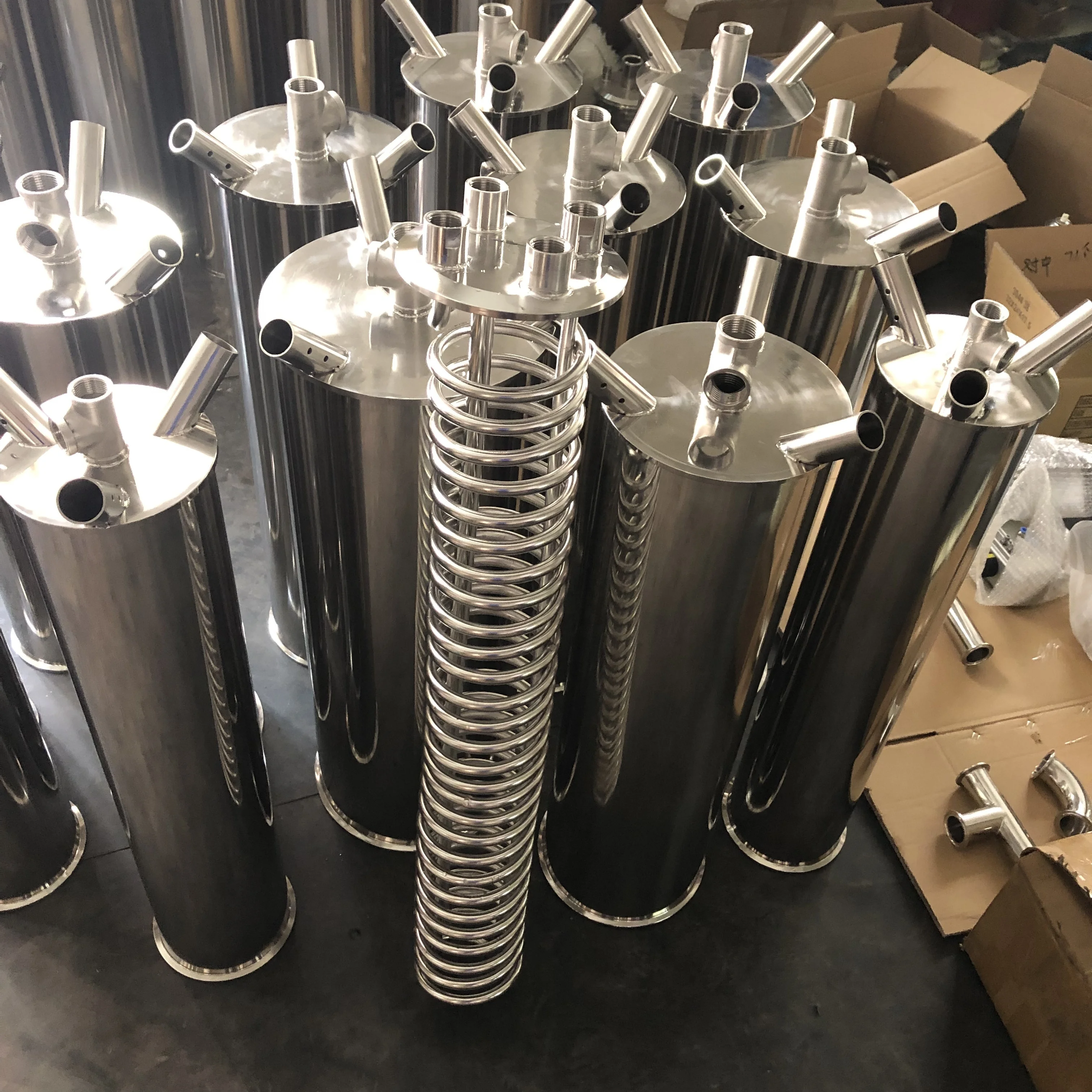 Stainless Steel Tri Clamp Flat End Lid with condensing coil use for falling film