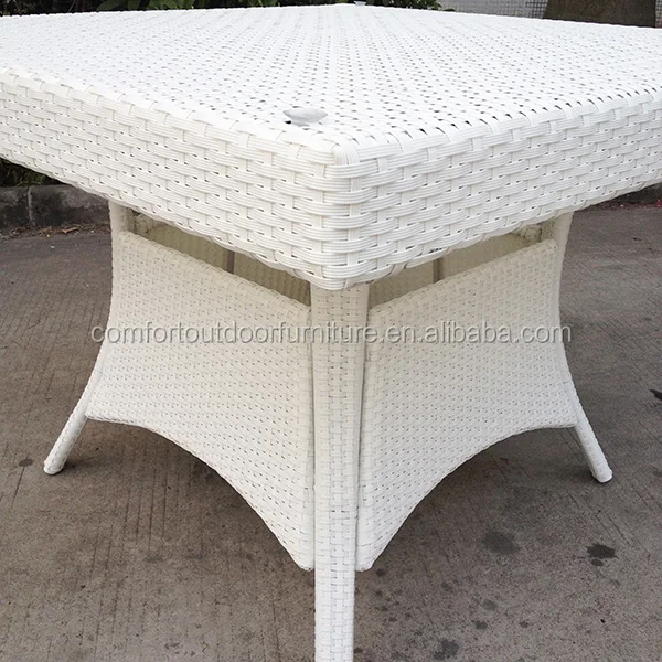 Outdoor Rectangular Rattan Table with KD frame Dining Table in White Color
