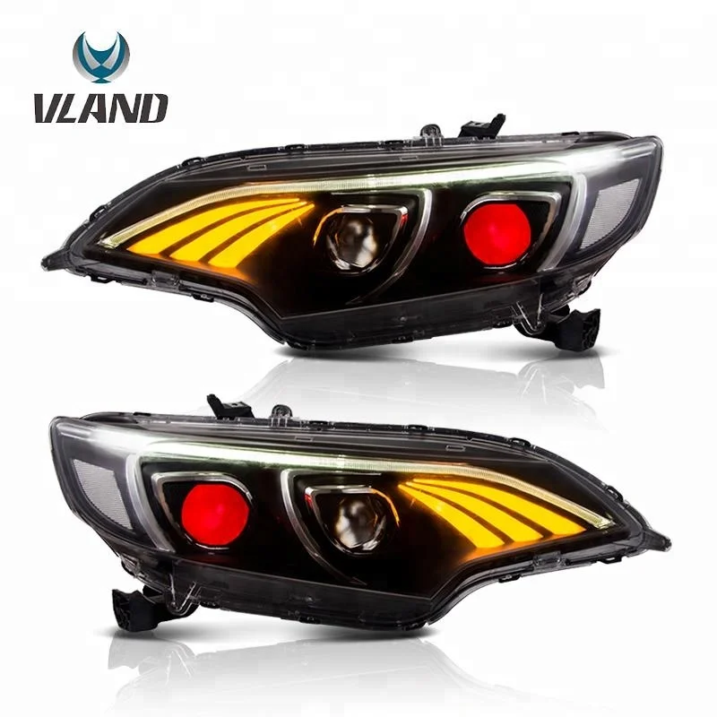 Vland factory manufacture Black Housing LED Headlights For 2014-UP Fit/Jazz GK5 Head Lamp Assembly