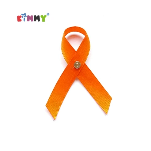Orange Leukemia ADHD Skin Cancer Awareness Ribbon Bow with Safty Pin