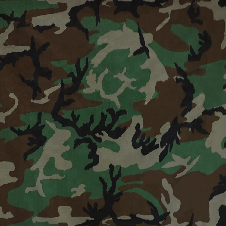 T/C 65/35 Ripstop Uniform used Woodland camouflage fabric