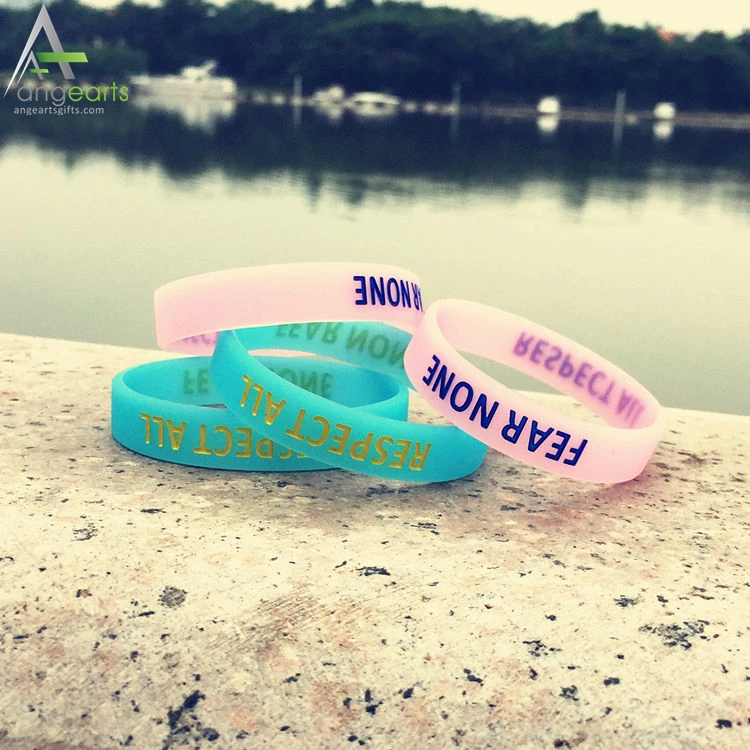 promotional gifts rubber silicone bracelet custom silicon wristband Color Filled Printing