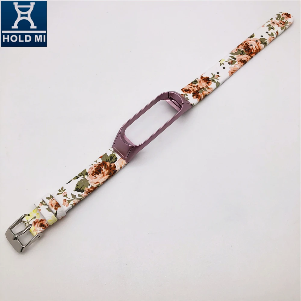 Цветной кожаный ремешок для часов цвета шампанского ODM Holdmi Ограниченная серия 43012 китайский стиль розовый для Xiaomi Mi Band 4 цинковый сплав