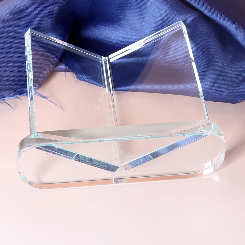 2018 New style blank glass crystal book awards plaque crystal fist trophies from Chinese factory