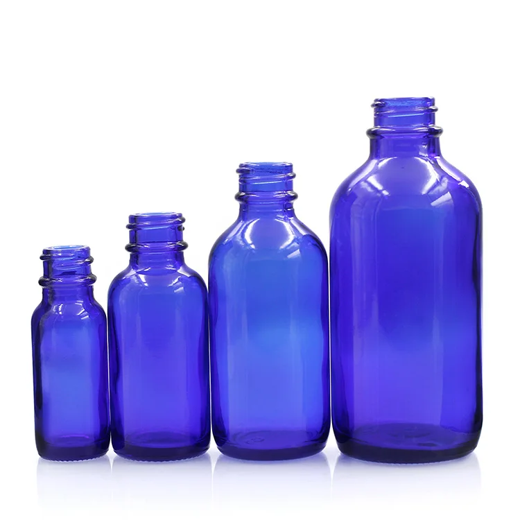 Penghuang 15ml 30ml 60ml Blue Boston Glass Pump Spray Bottle 2 Oz Boston Round Glass Dropper Bottle For Eye Oil
