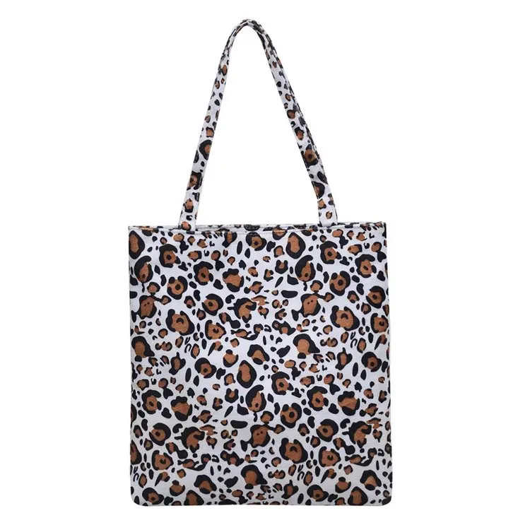 High quality tote bag women canvas handbag leopard print shopping shoulder bag