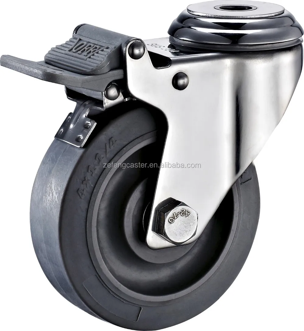 100mm Stainless Steel Flat Tread Thermoplastic Rubber Caster
