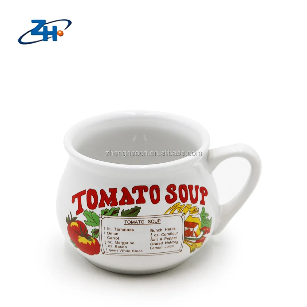 Daily use round big belly shaped ceramic soup mug for children
