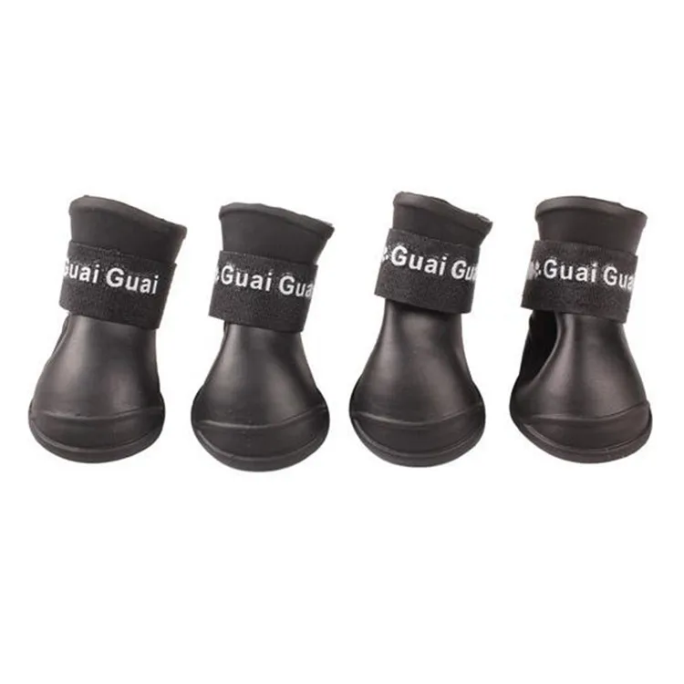 4pcs/lot Portable Anti Slip Puppy Rubber Boots Waterproof Rain Pet Shoes for Dog