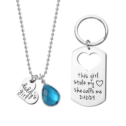 Loftily Jewelry Fathers Day Gift Jewelry Heart Shape Engraved Keychain Stainless Steel Dog Key Chain Necklace Suit