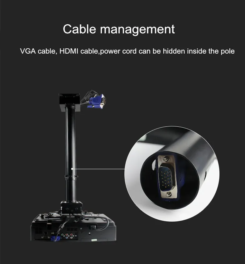 Adjustable ceiling mounted 55-100cm projector stand 1m projector mount