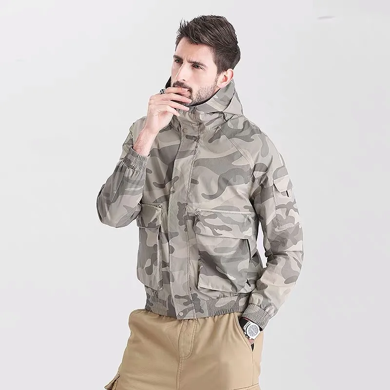 2022 New style plus size trench coats spring and autumn camouflage jackets for men