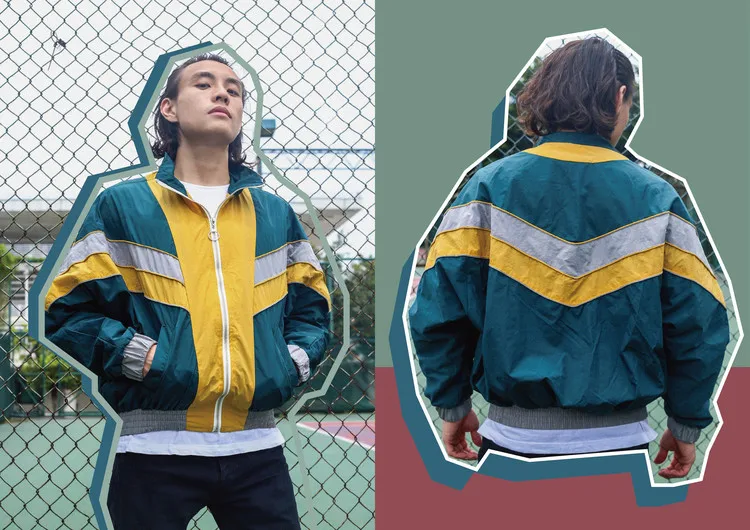OEM custom streetwear mens big vintage pullover zip up nylon jacket high quality Retro Cheap windbreaker