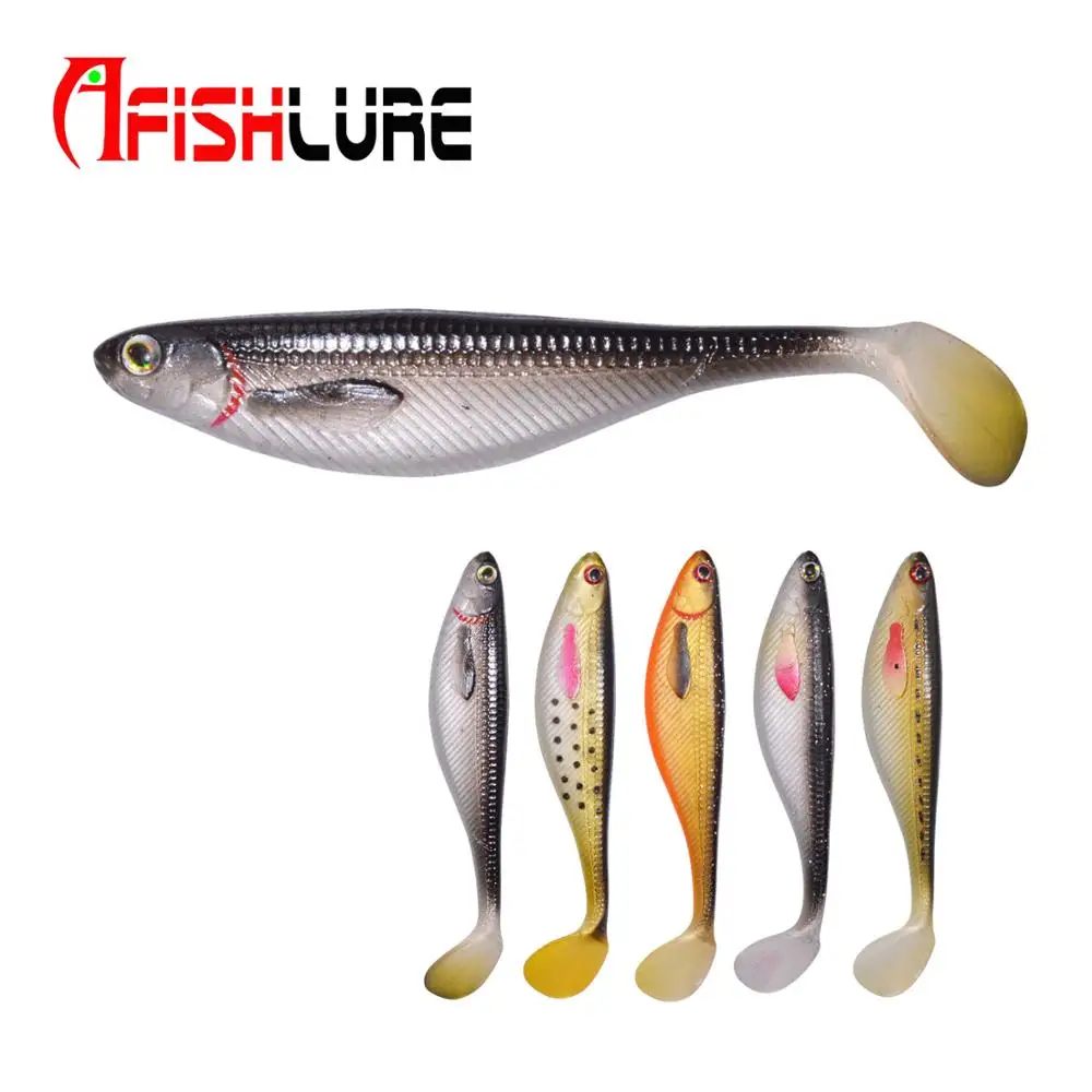 Custom colors soft fishing lure 100mm 6g 3pcs a bag soft baits Painting Paddle Tail Soft Fish
