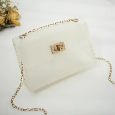 9F146 ladies fashion simple beach mini transparent shoulder chain bags Custom women Jelly crossbody bag