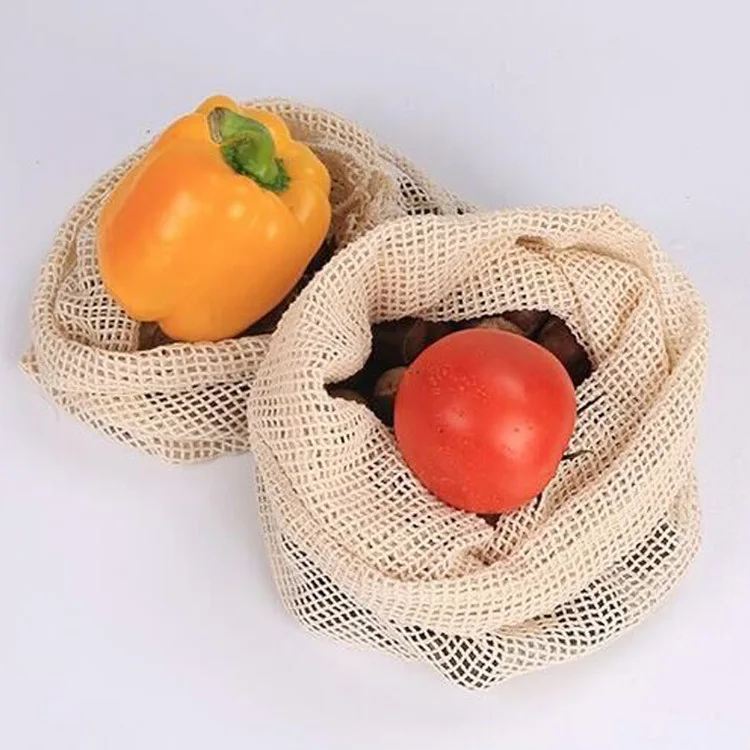 Simple Ecology washable and reusable Cotton Mesh Produce Bag for vegetable and fruit
