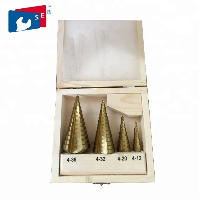 4pcs/set Straight Flute HSS Step Drill Bit For Metal