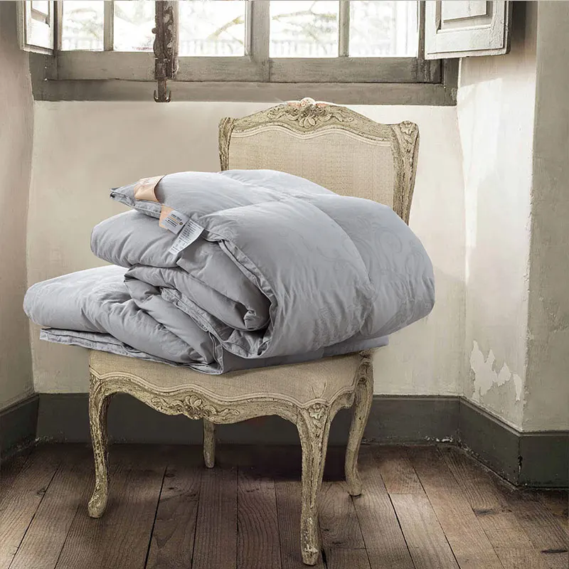 All-Season Hypoallergenic 100% Cotton Quilted Luxurious California King Size Lightweight  jacquardGoose Down Comforter Duvet