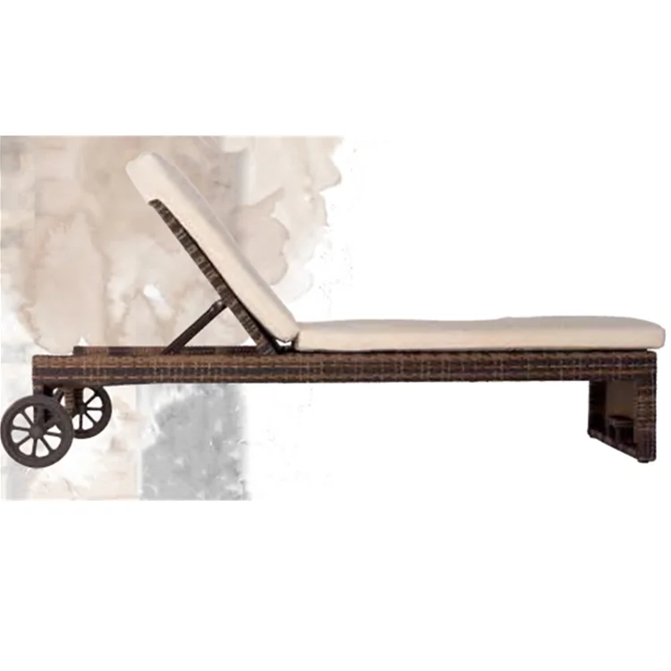 new style rattan outdoor lounge chair pool side beach sun lounger with wheels