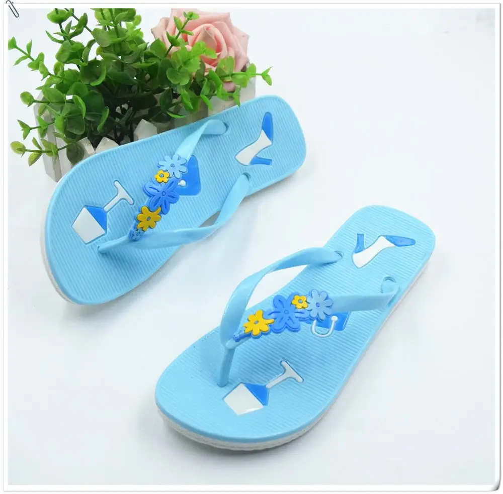 Girls Gender Camellia PVC Jelly Sandals PE Slippers with nice printing
