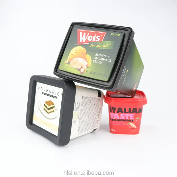 disposable IML Plastic Ice Cream Box with Lid 1L ice cream container rectangle
