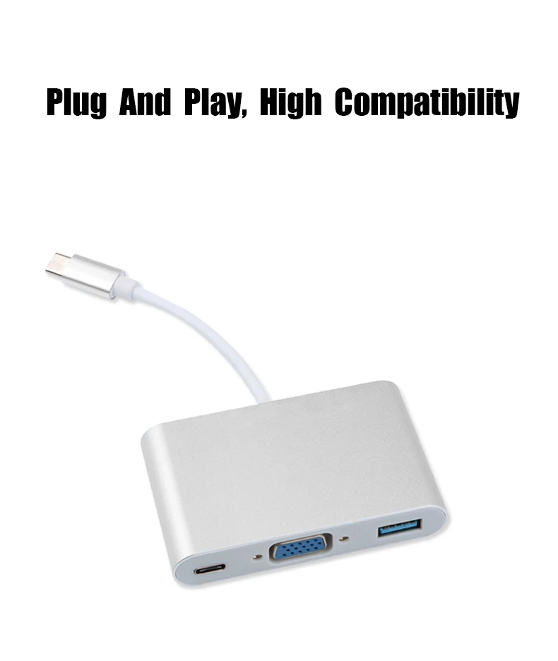 USB 3.0 Type-C to HDTV VGA /USB 3.0/Type C Convertor Cable Adapter for Macbook