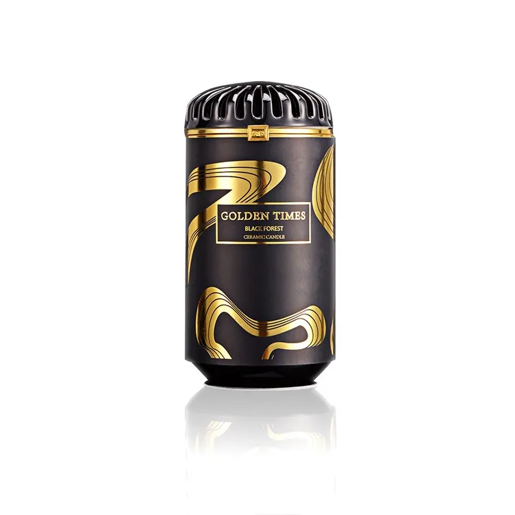 Black golden forest 80*160 mm 410g recycled  ceramic candle jar glass