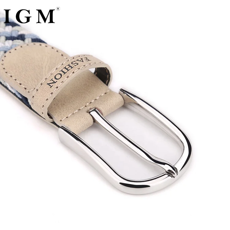 Unisex child braided cotton stretch elastic waist woven belt