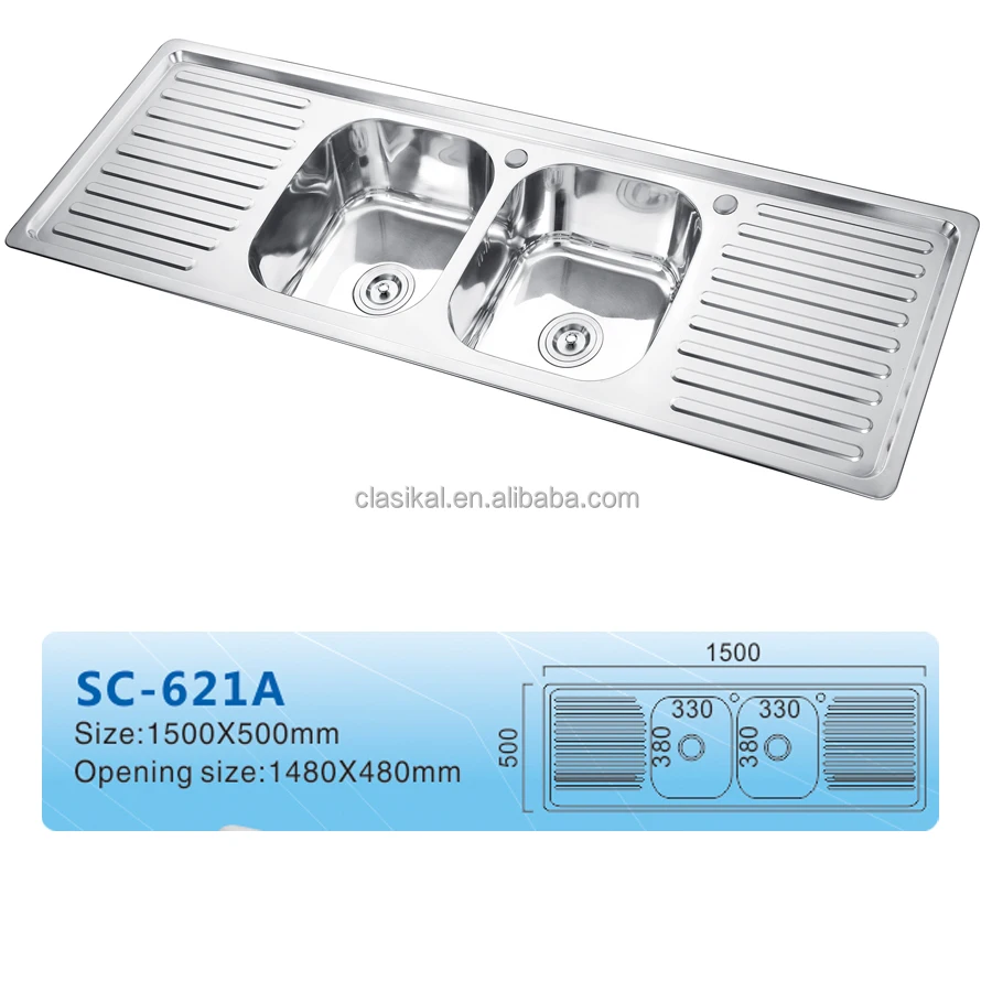 Kitchen Sink with Tray Stainless Steel 621A UCPC High Quality Large Size Square Modern Dining Above Counter Basin Brushed CN;GUA