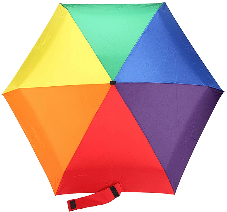 wholesale custom waterproof rainbow 5 fold foldable micro mini umbrella with logo print