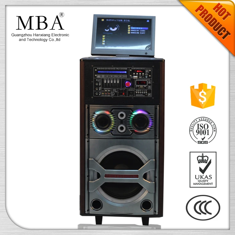 2016 Горячие продажа портативный тележка DVD спикер со СВЕТОДИОДНОЙ красочный свет и большой СВЕТОДИОДНЫЙ экран