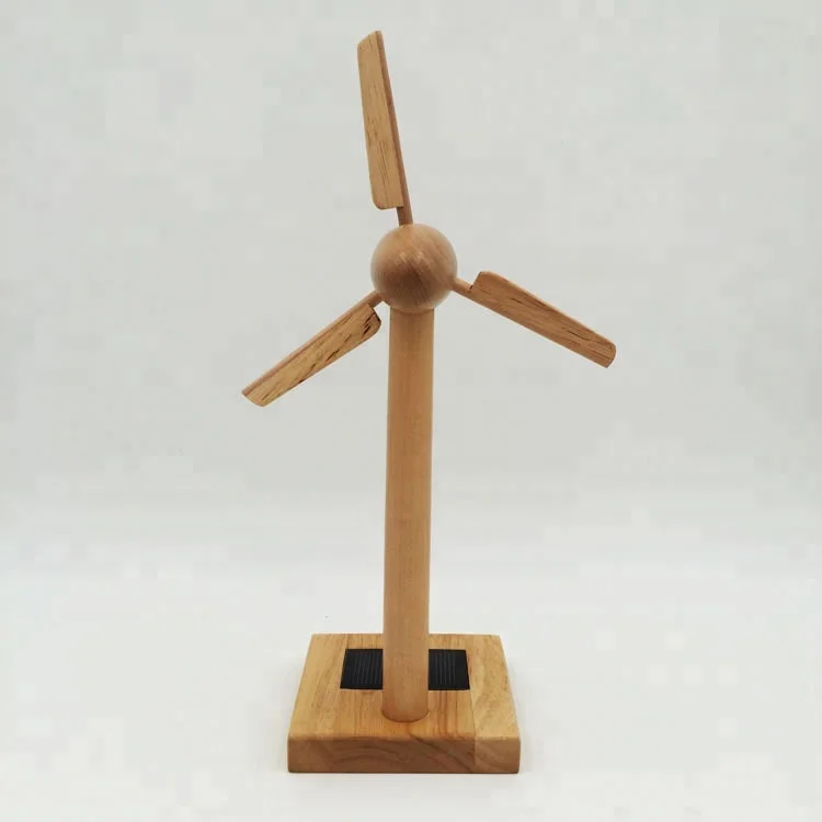 Customized and hotest solar wooden windmill for toys and garden
