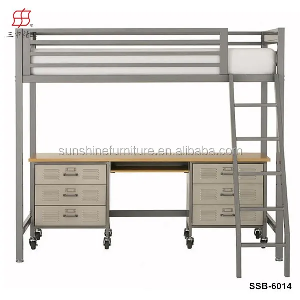 
cheap modern multi-used metal bunk bed with desk and wardrobe wholesale factory price 