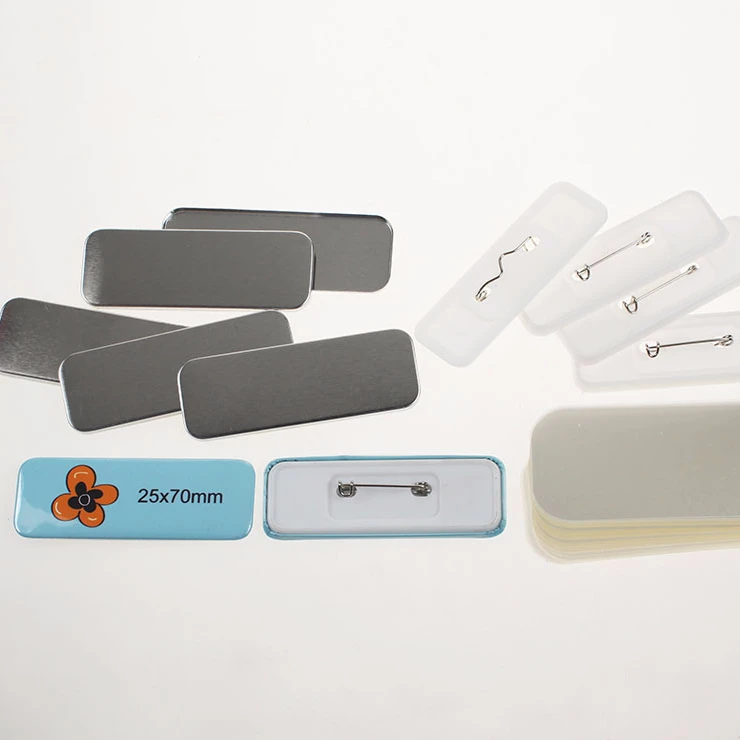 Высококачественная Оловянная металлическая кнопка-значок прямоугольник 25x70 мм