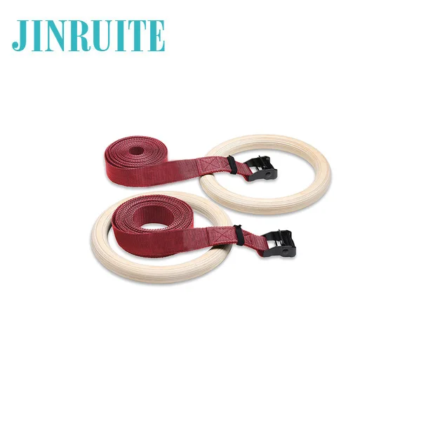 
Wholesale Wooden Gymnastic Rings for Pull Up Training with Adjustable Strap 