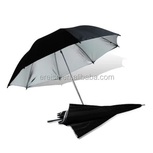 Ereise Photography studio light equipment reflect Black silver umbrella made of nulon material and aluminum shaft