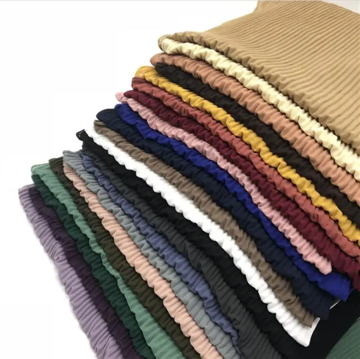 Оптовая продажа, вьетнамская Арабская шаль Дубая, шифоновая Фирменная Турецкая гладкая плиссированная шаль