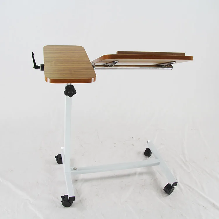 wooden movable nursing bed table with wheel side table with wheels removable lifting bedside solid wood table