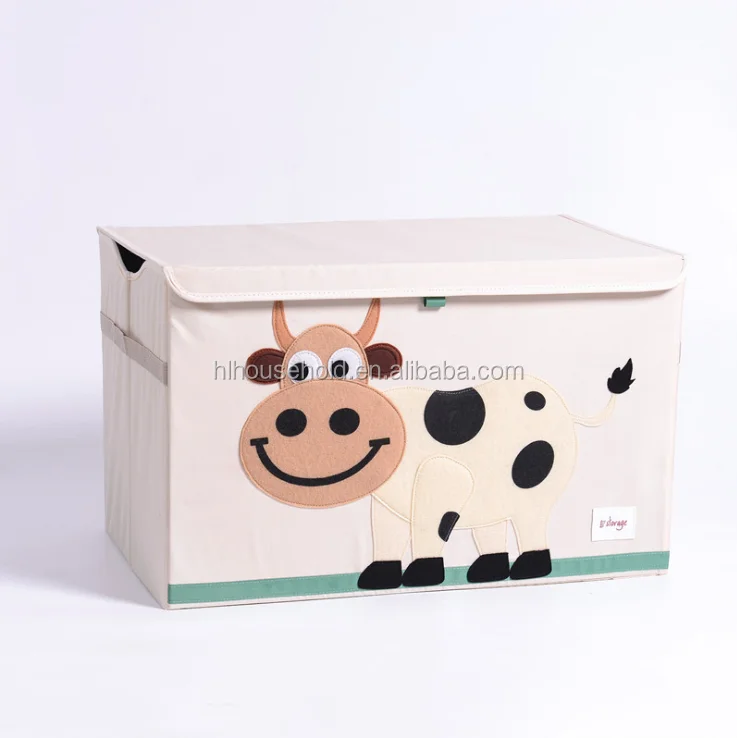 Super Cute Cow Design Canvas Kids Toy Organizer Baby Clothing Storage Box