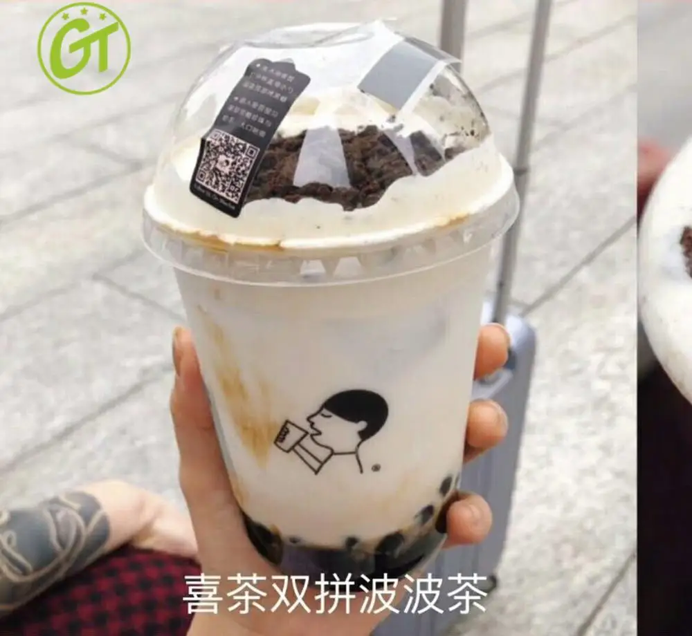 High quality 500 ml 16oz plastic U shape PP  bubble tea cup with lids and straws