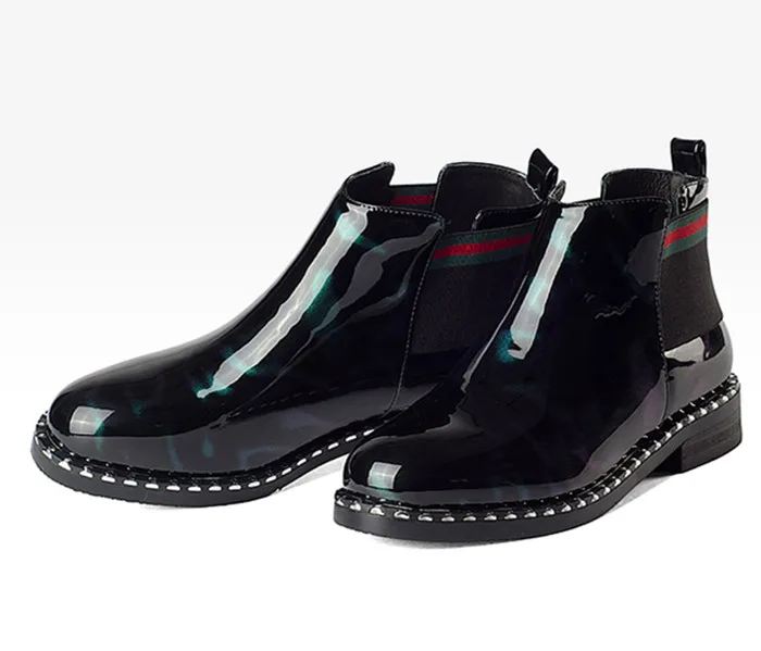 Patent Leather Rivets Horse Riding Boots for Riding and Motorcycle Riding Boots