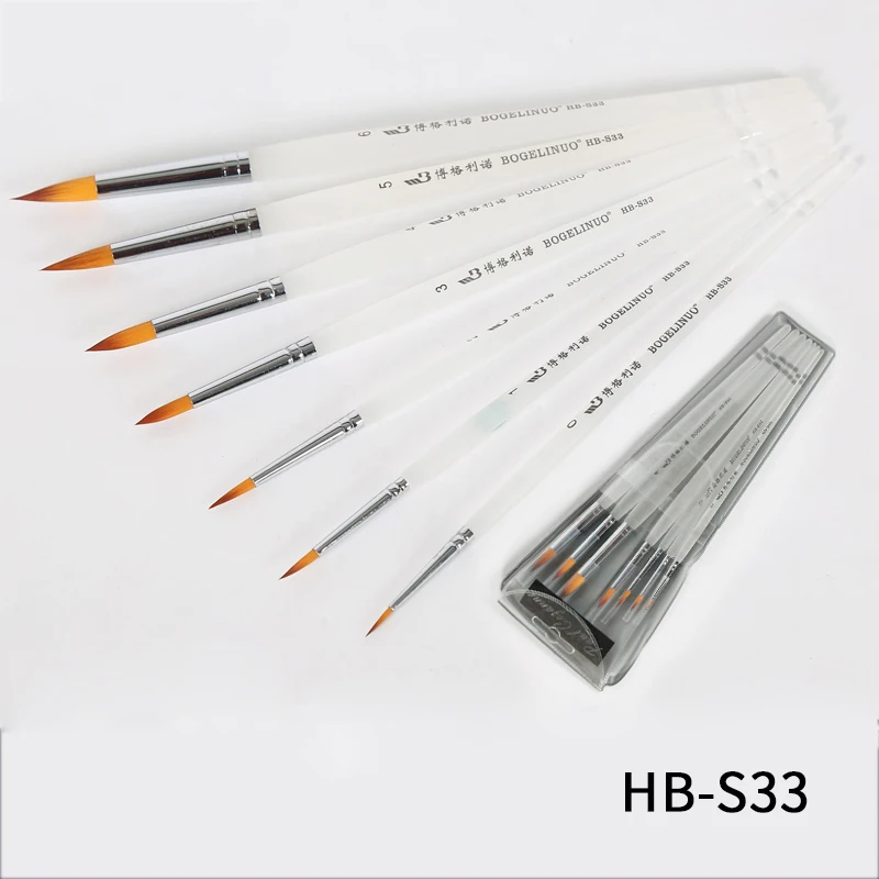 Bgln 7Pcs/set Imported Nylon Hair Artist Watercolor Paint Brushes Set For Watercolor Gouache Painting Art Supplies