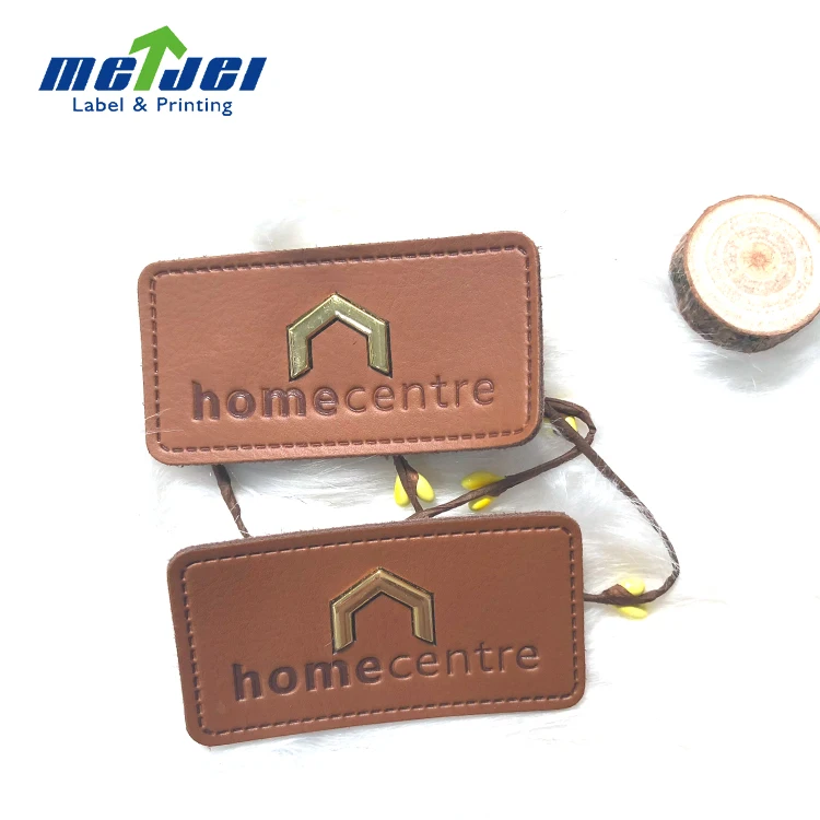 Wholesale custom jeans and bag private brand metal logo leather label