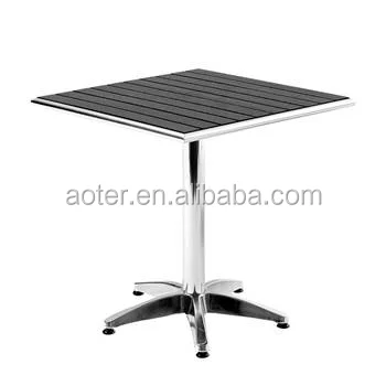 Trade assurance restaurant Black square custom aluminum plastic wood dining table
