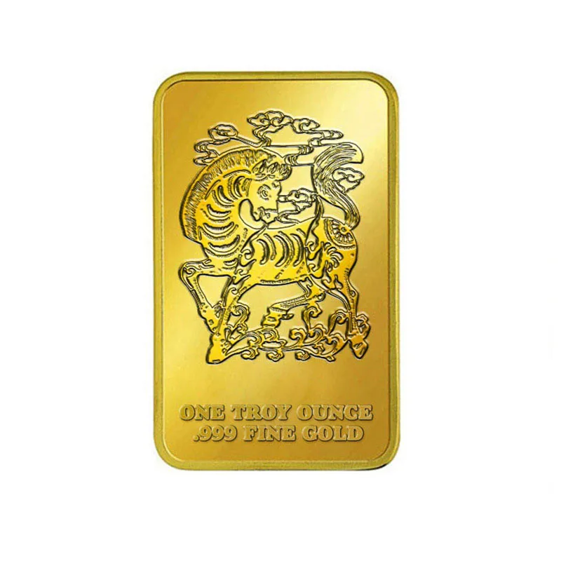 china suppliers new year personalised novelty commemorative double die zinc alloy metal gold clad metal ingot