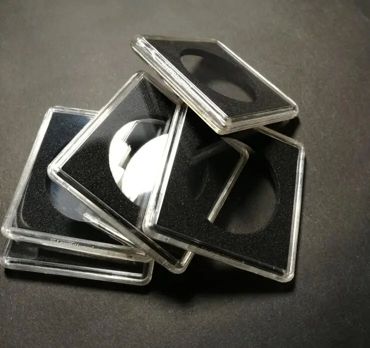 
Acrylic customized single square coin capsules with black insert 