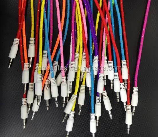 hot sale car audio 3.5mm aux cable braided nylon aux cable for car