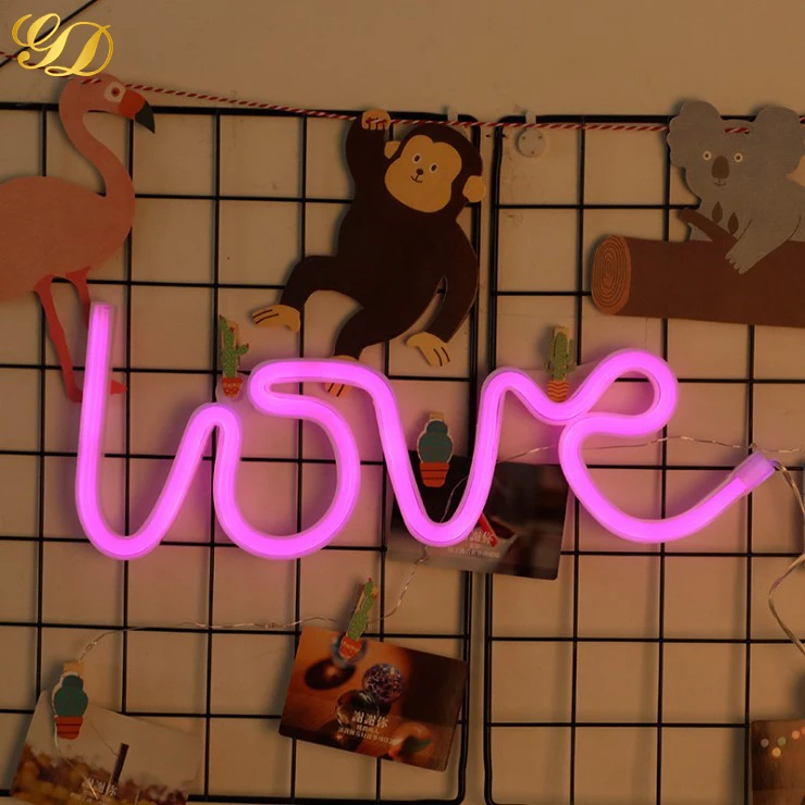 
Free Sample Christmas Neon Sign Battery&USB Operated Love Shape Neon Light 